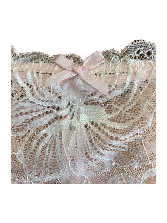 Love And Bra Δαντελένιο Σετ Εσωρούχων Bralette με Brazil Ροζ