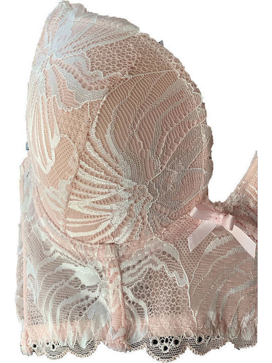 Love And Bra Δαντελένιο Σετ Εσωρούχων Bralette με Brazil Ροζ
