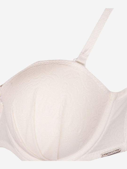 Norddiva Lace Underwear Set with Bra & Brazil Ecru