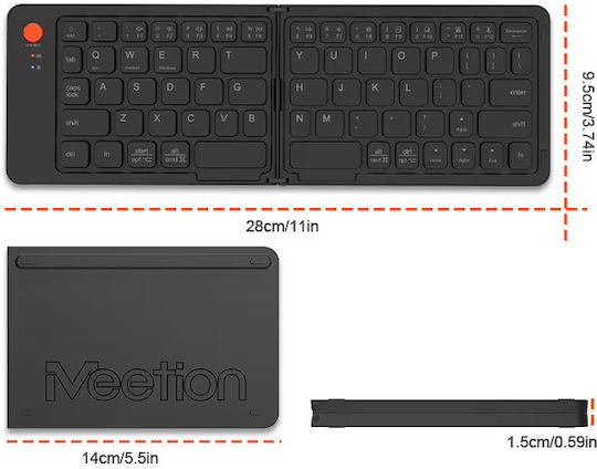 Meetion MT-BTK001 Ασύρματο Bluetooth Πληκτρολόγιο Αγγλικό US