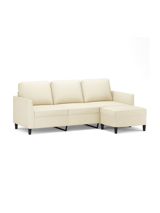 Three-Seater Artificial Leather Beige 200x77x80 cm
