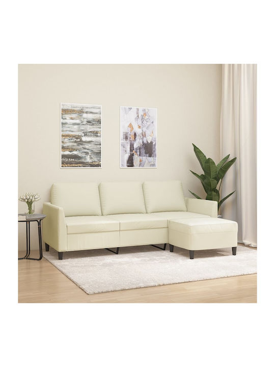 Three-Seater Artificial Leather Beige 200x77x80 cm