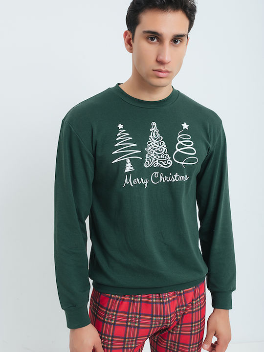 Odyssey Men's Winter Checked Pajamas Set Green