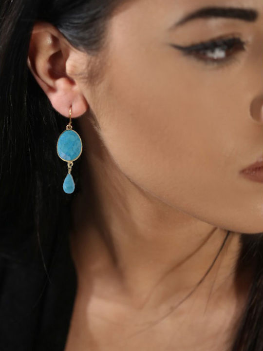 Theodora's Jewellery Earrings made of Silver Gold Plated with Stones Blue