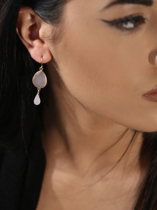 Theodora's Jewellery Ohrringe aus Silber Vergoldet mit Steinen Pink