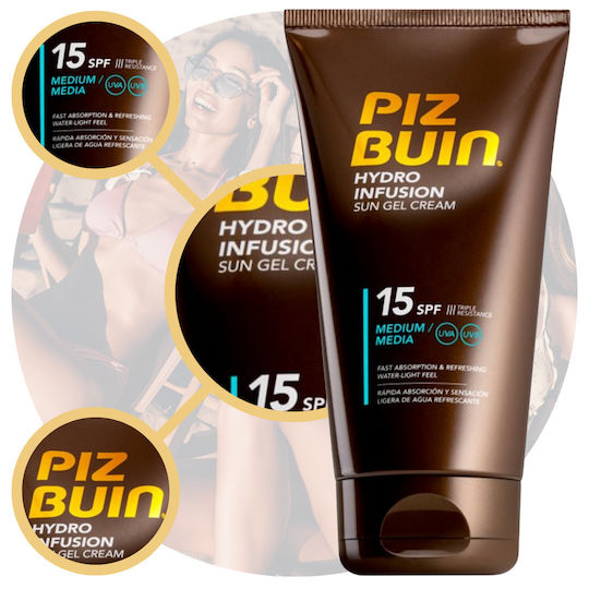 Piz Buin Hydro Infusion Gel Antisolar Waterproof Pentru Față Protectie Solara (SPF) 15 150ml