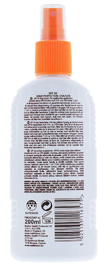 Malibu Αδιάβροχη Αντηλιακή Λοσιόν για το Σώμα SPF50 σε Spray 200ml