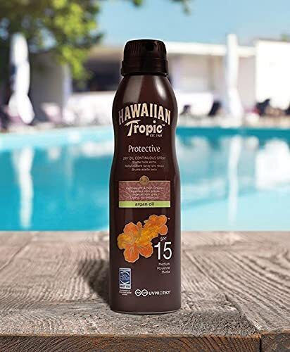 Hawaiian Tropic Argan Oil SPF15 Wasserdichte Sonnencreme Lotion für den Körper SPF15 im Spray 177ml