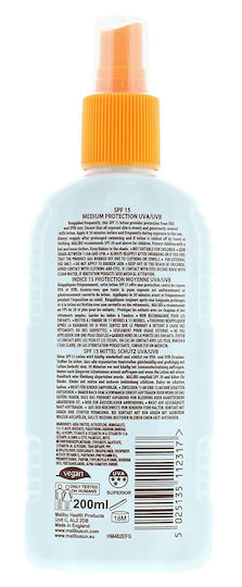 Malibu Αδιάβροχη Αντηλιακή Λοσιόν Σώματος SPF15 σε Spray 200ml