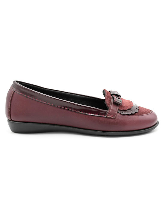 Aero by Kasta Leather Women's Moccasins in Burgundy Color