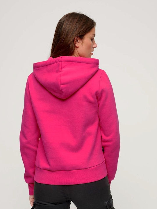 Superdry Ovin Tonal Embroidered Logo Women's Hooded Sweatshirt Fuchsia