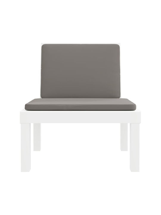 Sunbed Single Plastic with Cushion White 65x65x32cm.