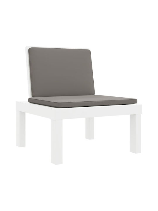 Sunbed Single Plastic with Cushion White 65x65x32cm.