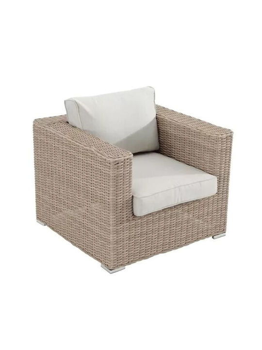 Set Outdoor Lounge Beige with Pillows Rattan Costa Rica 3pcs