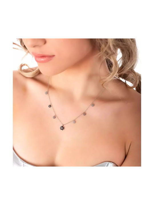 Oxzen Halskette mit Design Blume aus Stahl