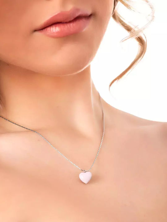 Oxzen Necklace with design Heart from Pink Gold Plated Steel