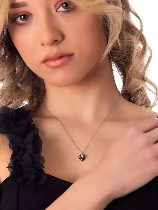 Oxzen Halskette mit Design Herz aus Stahl mit Zirkon