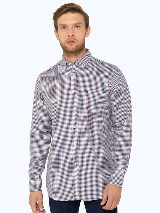 The Bostonians Men's Shirt Long Sleeve Flannel Checked BORDO