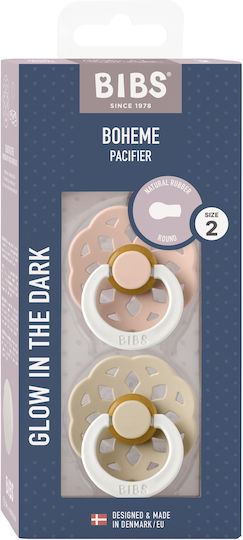 Bibs Boheme Pacifiers Rubber Boheme Glow - Blush / Vanilla for 6+ months 2pcs