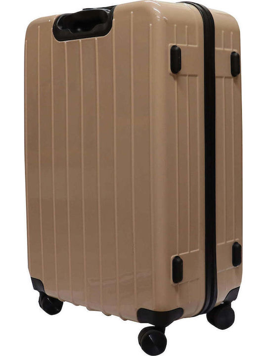 Y Not? Großer Hart-Reise Koffer Beige mit 4 Räder Höhe 72cm