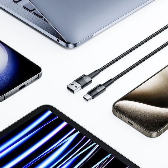 Tech-Protect Ultraboost Braided USB 2.0 Cable USB-C male - USB-A 66W PD Γκρι 0.5m