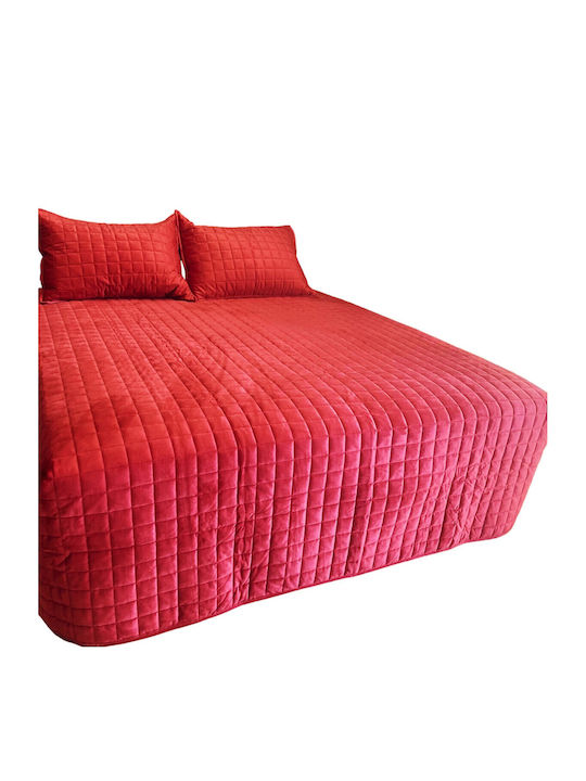 Decotelia Σετ Κουβερλί Υπέρδιπλο Κόκκινο 220x240cm 3τμχ