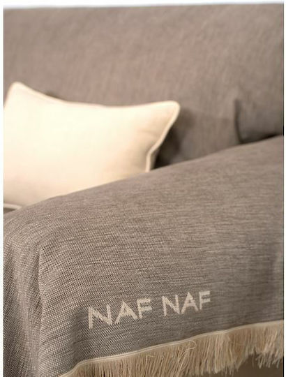Naf Naf Highline Three-Seater Sofa Throw Chenille 180x300cm Brown-Grey