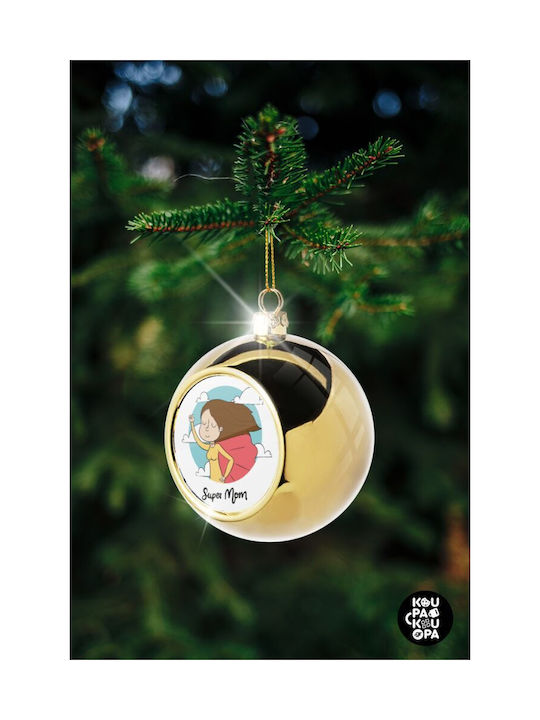 Super Mom Christmas Ball Ornament Gold