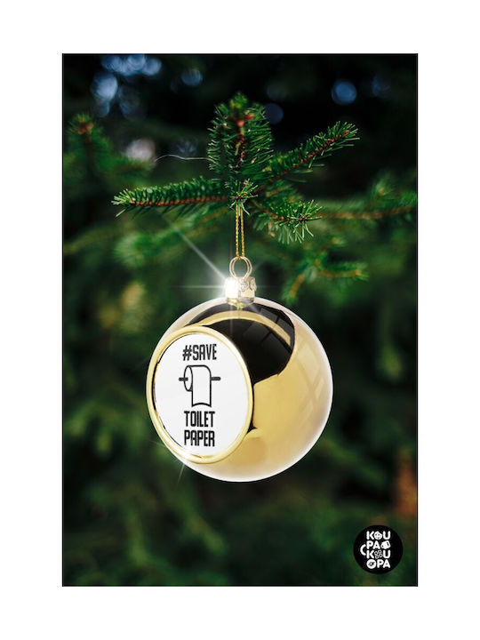 Save Toilet Paper Christmas Paper Ball Ornament Gold