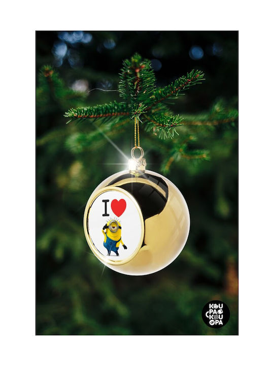 I Love By Minion Weihnachtshänger Kugel Ornament Gold