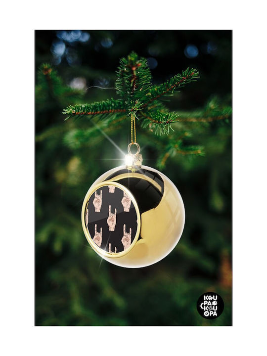 Rock Hands Weihnachtshänger Kugel Ornament Gold