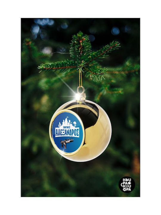 Fortnite With Gun Με Το Όνομα Σου Christmas Ball Ornament Gold