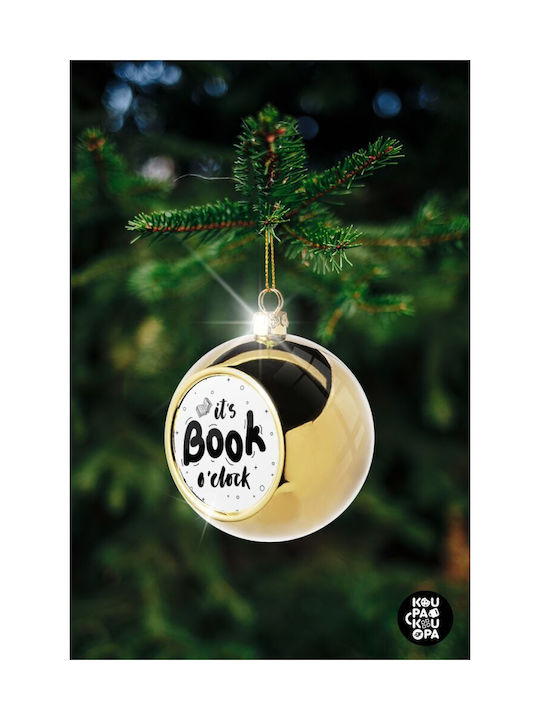 It's Book O'clock Christmas Ball Ornament Gold