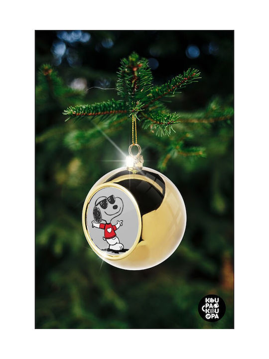 Snoopy Ornament de Crăciun Inima Aur cu Pulbere de Aur cu Paiete