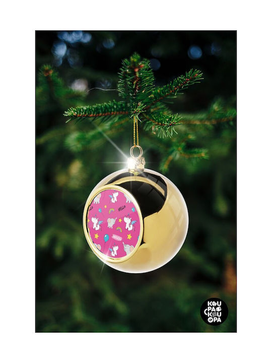 Happy Clouds Doodle Christmas Ball Ornament Gold