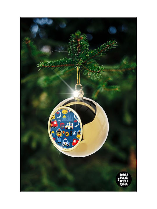 Rescue Team Cartoon Christmas Ball Ornament Gold