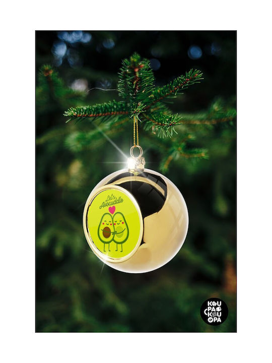 Let's Avocuddle Christmas Ball Ornament Gold