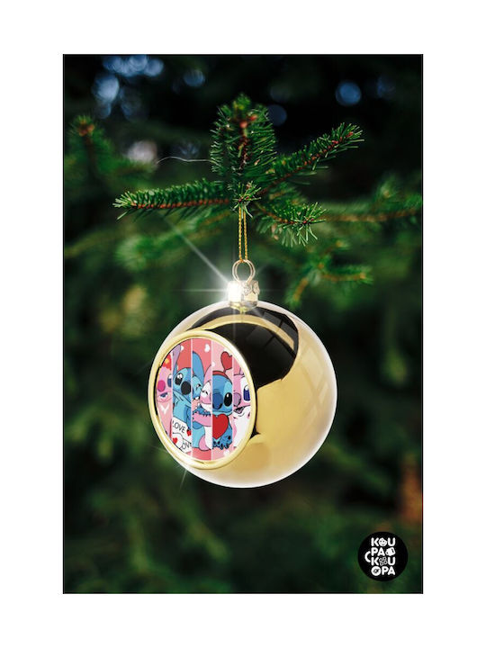 Lilo & Stitch Love Christmas Ball Ornament Gold