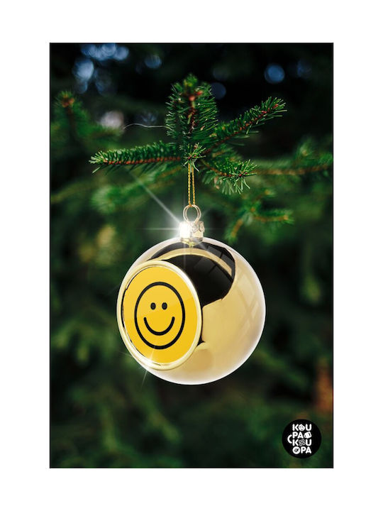 Smile Classic Ornament de Crăciun Bilă Aur cu Pulbere de Aur cu Paiete