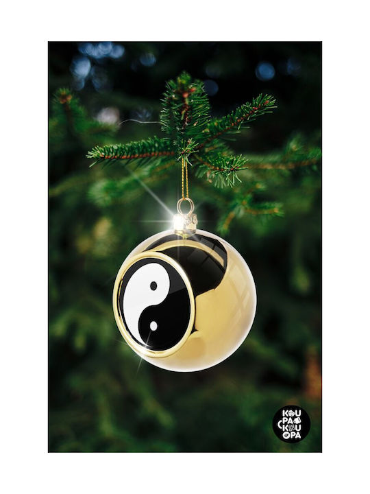 Yin Yang Christmas Ball Ornament Gold