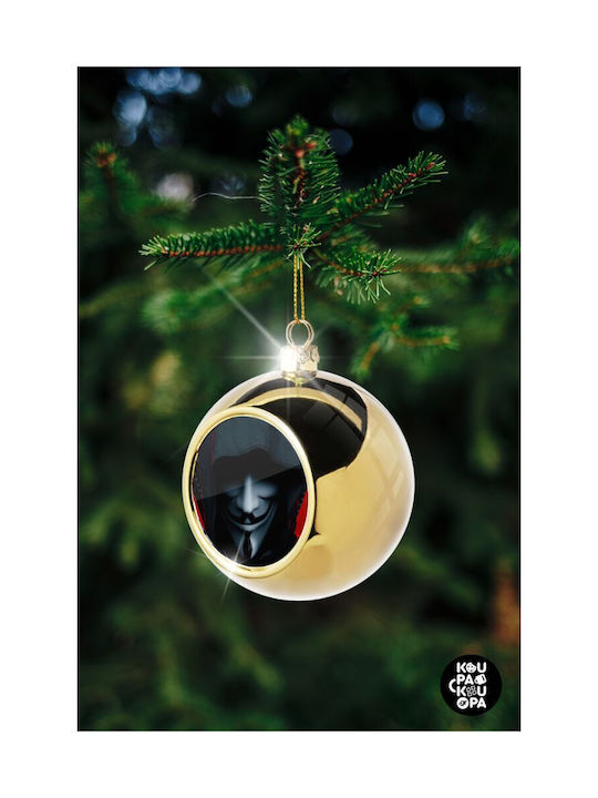 V For Vendetta Christmas Ball Ornament Gold