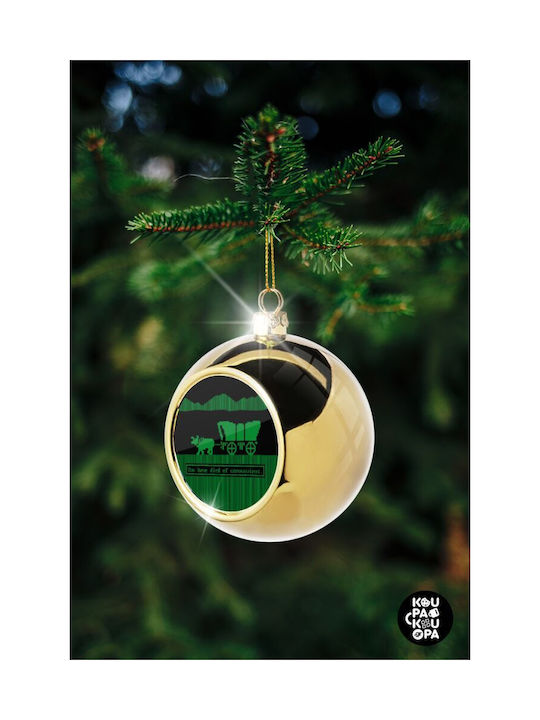 Oregon Trail Christmas Ball Ornament Gold