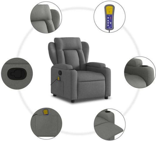 Πολυθρόνα Relax Massage με Υποπόδιο Σκούρο Γκρι 77x94.5x100cm