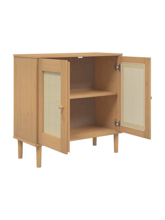 Sideboard made of Solid Wood Coffee / Ratan 80x35x80cm