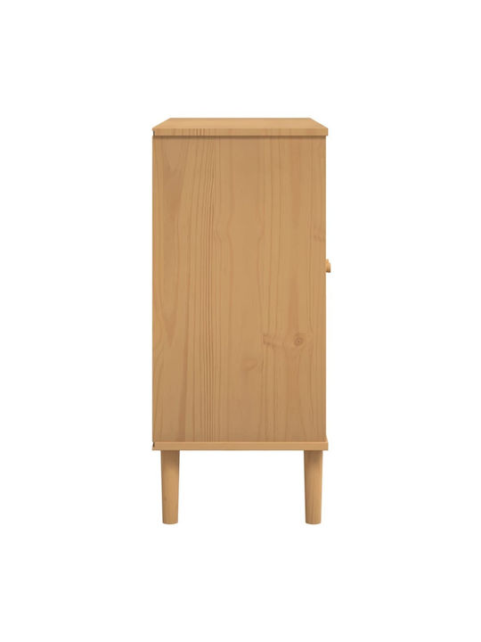 Sideboard made of Solid Wood Coffee / Ratan 80x35x80cm