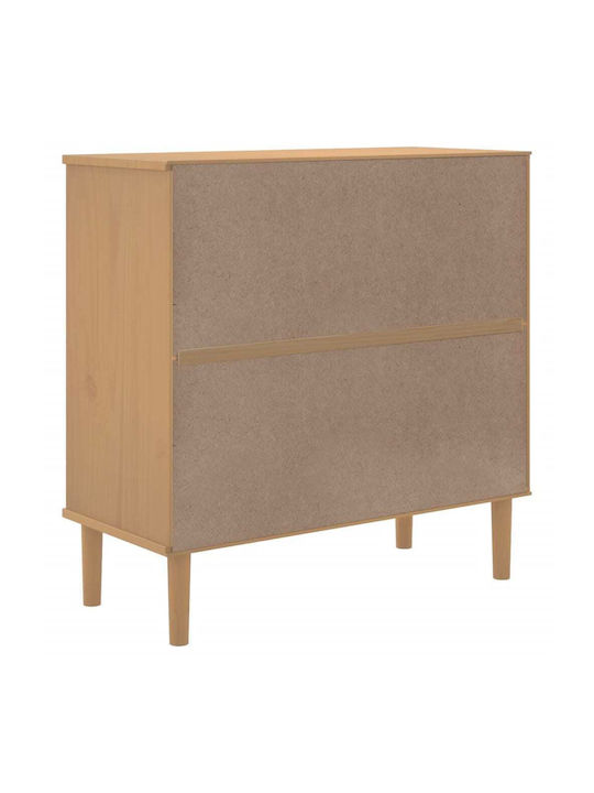 Sideboard made of Solid Wood Coffee / Ratan 80x35x80cm