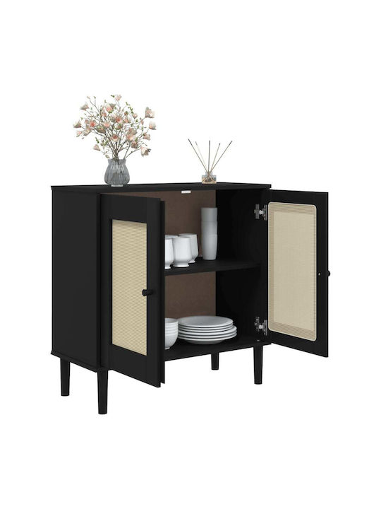 Μπουφές Black / Ratan 80x35x80cm