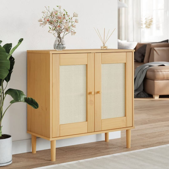 Μπουφές από Μασίφ Ξύλο Καφέ / Ρατάν 80x35x80cm