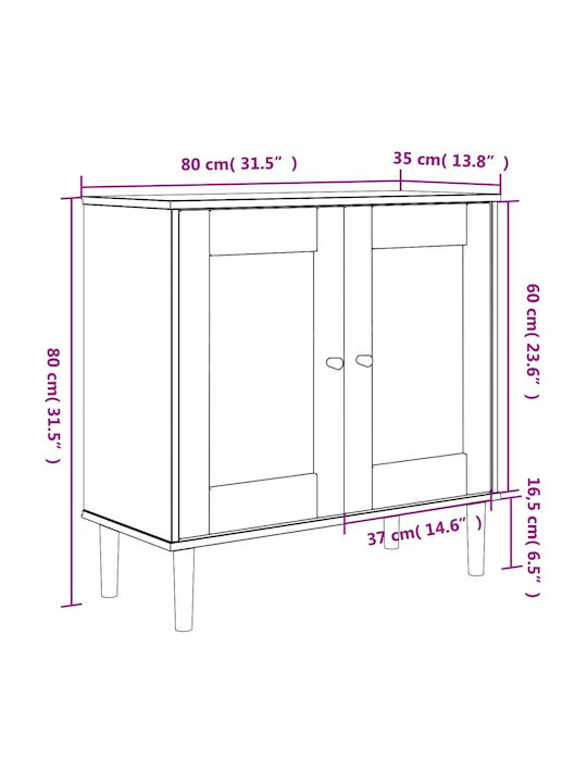 Μπουφές Black / Ratan 80x35x80cm