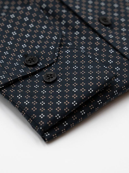 Guy Laroche Herrenhemd Langärmelig Polka Dot Schwarz